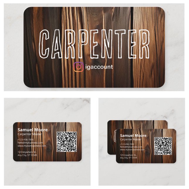 Tarjeta De Visita Carpintero Rústico Elegante (Elegant Rustic Carpenter Business Card
)