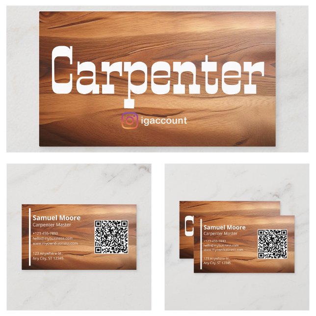 Tarjeta De Visita Carpintero rústico moderno y simple (Modern and Simple Rustic Carpenter Business Card
)