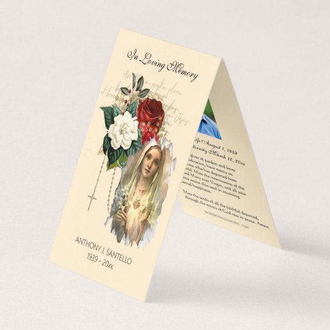 Tarjeta De Visita Carrera católica Virgen María Oración Santa (Anverso)