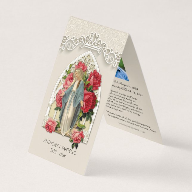 Tarjeta De Visita Carrera católica Virgen María Oración Santa (Anverso)