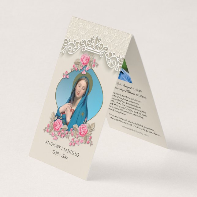 Tarjeta De Visita Carrera católica Virgen María Oración Santa (Anverso)