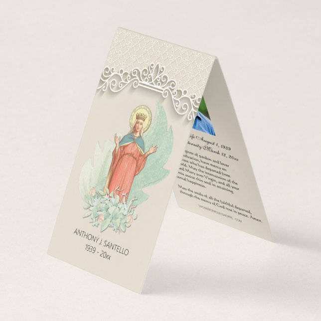 Tarjeta De Visita Carrera católica Virgen María Oración Santa (Anverso)
