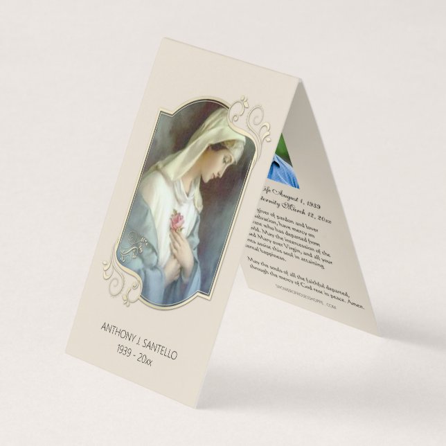 Tarjeta De Visita Carrera católica Virgen María Oración Santa (Anverso)