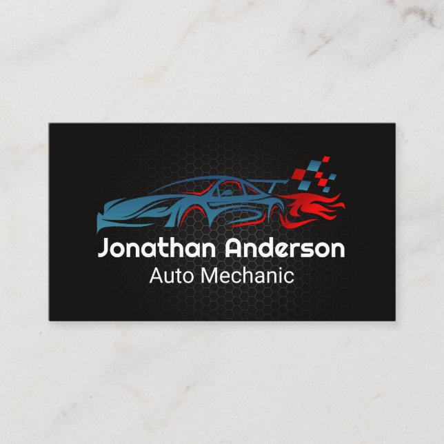 Tarjeta De Visita Carreras Auto Car | Piezas y servicios (Anverso)