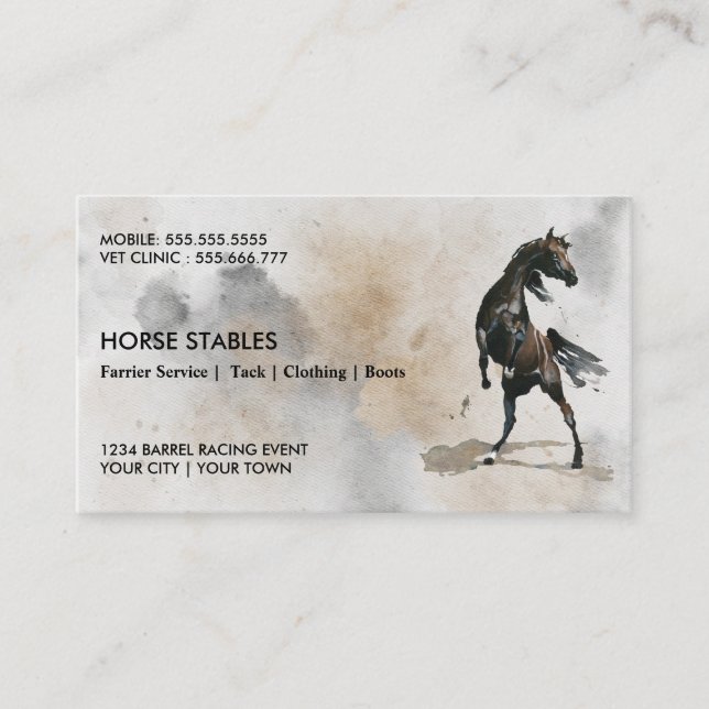 Tarjeta De Visita Carreras de barril de caballo silvestre ecuestre (Anverso)