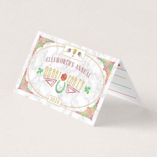 Tarjeta De Visita Carreras de caballos Derby Juegos Fiestas de apues (Anverso)