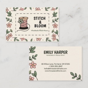 Tarjeta De Visita Carrete de coser floral alteraciones de costurera