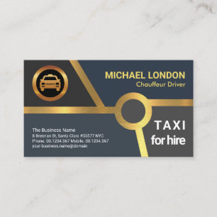 Tarjeta De Visita Carretera Gold Mapa de rutas Taxista Uso compartid