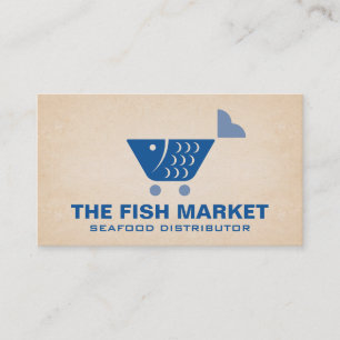 Tarjeta De Visita Carrito de Compras de Pescado   Mercado de Marisco