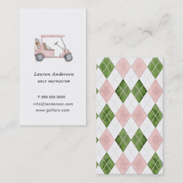 Tarjeta De Visita Carrito de Golf Rosa y Bolsa de Golf Pro o Instruc