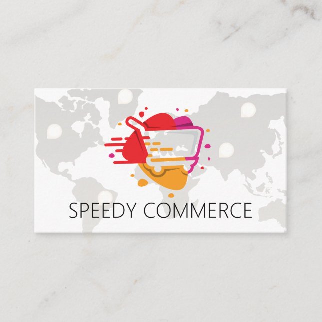 Tarjeta De Visita Carro de compras | Logotipo de comercio electrónic (Anverso)