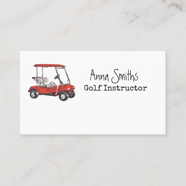 Tarjeta De Visita Carro de golf rojo con nombre   (Anverso)