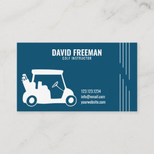 Tarjeta De Visita Carro simple Silhouette Blue Golf Instructor