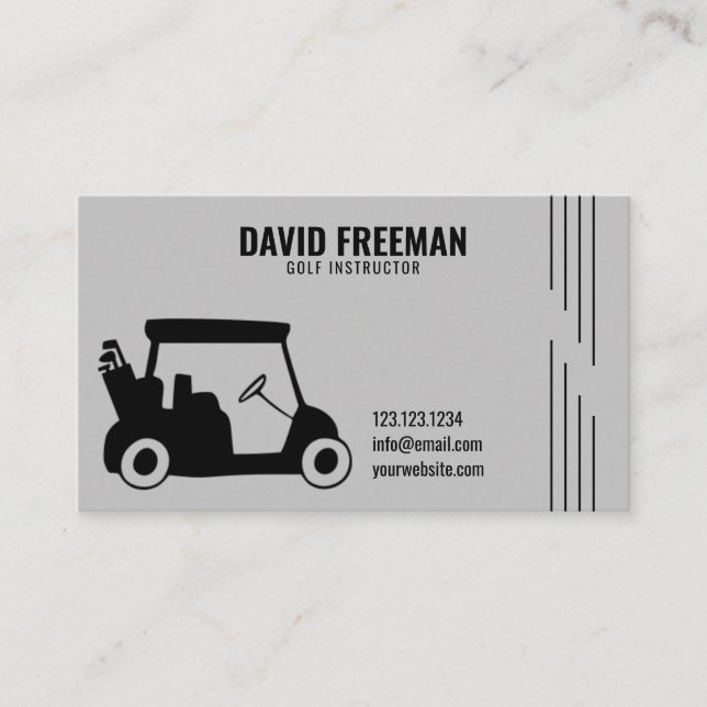 Tarjeta De Visita Carro simple Silhouette Gray Golf Instructor (Anverso)