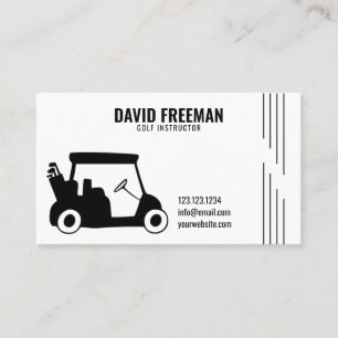 Tarjeta De Visita Carro simple Silhouette White Instructor de golf