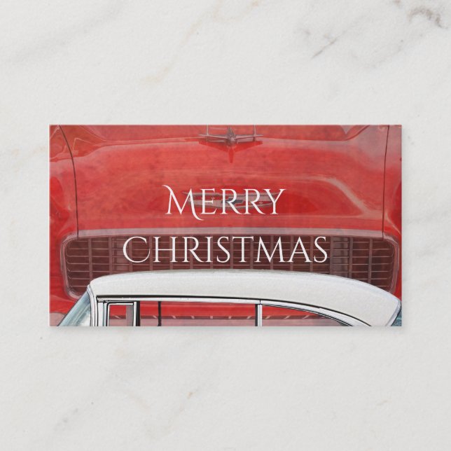 Tarjeta De Visita Carros clásicos Chevy Bel Air Dodge Red White Vint (Anverso)