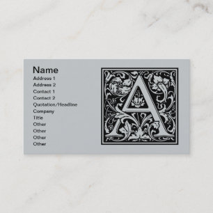 Tarjeta De Visita Carta A Monograma Medieval Art Nouveau