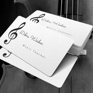 Tarjeta De Visita carta de negocios blanca de músicos y nota musical