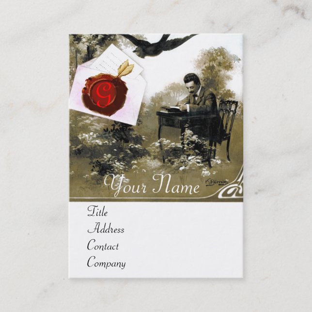 TARJETA DE VISITA CARTA DE VALENTINA ROMÁNTICA, MONOGRAMA DE SELLO D (Anverso)