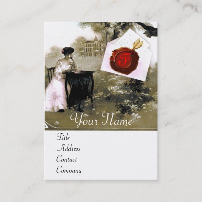 TARJETA DE VISITA CARTA DE VALENTINA ROMÁNTICA, MONOGRAMA DE SELLO D (Anverso)