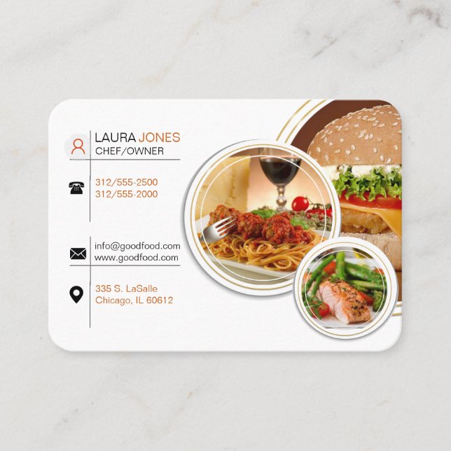 Tarjeta De Visita carta de visita del chef del restaurante (Anverso)