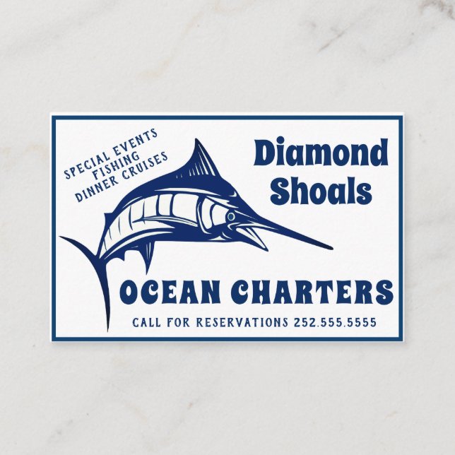 Tarjeta De Visita Carta del océano del diseño de la aguja azul (Anverso)