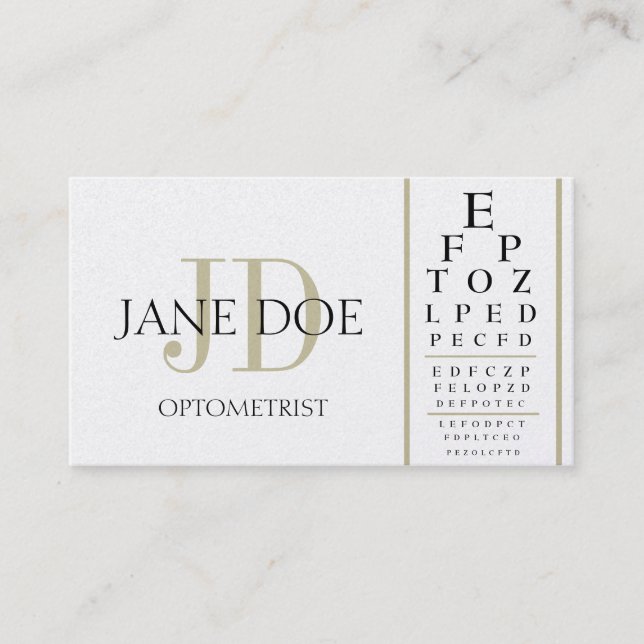 Tarjeta De Visita Carta del optometrista de oro (Anverso)