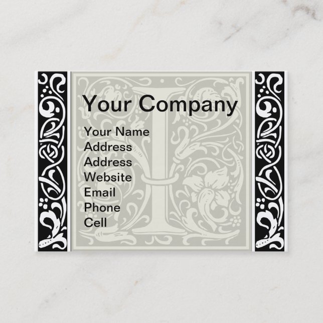Tarjeta De Visita Carta I Monograma medieval Art Nouveau (Anverso)
