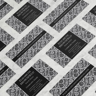 Tarjeta De Visita Carta medieval B elegante en blanco y negro