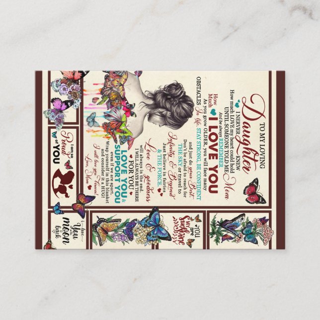 Tarjeta De Visita Carta Personalizada A Mi Hija Amada (Anverso)