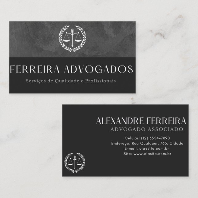 Tarjeta De Visita Cartão de visita advogado (Anverso / Reverso)