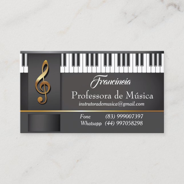 Tarjeta De Visita Cartão de Visita Professor Musica (Anverso)
