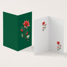 Tarjeta De Visita Cartão de visitas  Natal verde e Flores Vermelhas[
