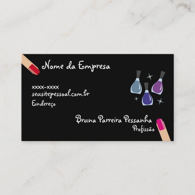Tarjeta De Visita Cartão de visitas Unhas e Esmalte (Anverso)