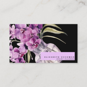 Tarjeta De Visita Cartas clásicas de Negros para Orquídeas Púrpura