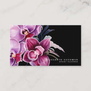 Tarjeta De Visita Cartas clásicas de Negros para Orquídeas Púrpura