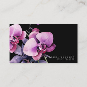 Tarjeta De Visita Cartas clásicas de Negros para Orquídeas Púrpura