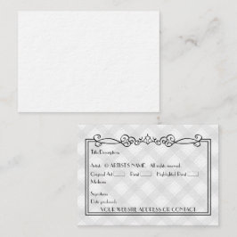 Tarjeta De Visita Cartas de arte en blanco de artista ACEO con COA