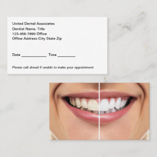 Tarjeta De Visita Cartas de citas para la blanqueamiento de dientes