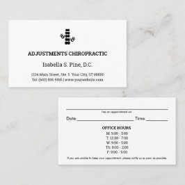 Tarjeta De Visita Cartas de citas quiroprácticas con logotipo y hora