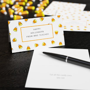 Tarjeta De Visita Cartas de Halloween en aula de un profesor de maíz