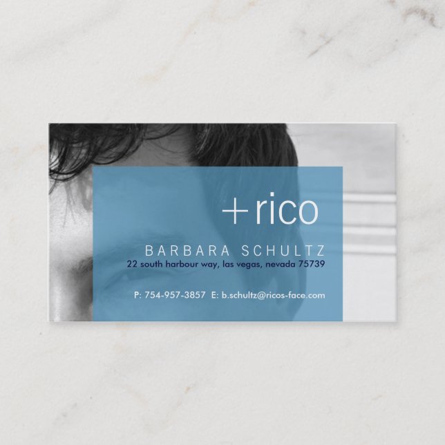 Tarjeta De Visita Cartas de negocios [azules] de la cara de Rico (Anverso)