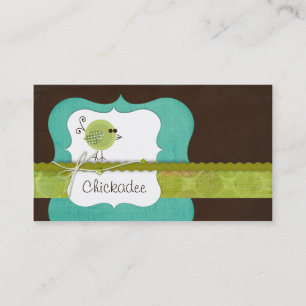 Tarjeta De Visita Cartas de negocios de Chickadee {turquoise}