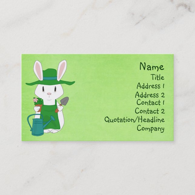 Tarjeta De Visita Cartas de negocios de conejo de jardinería (Anverso)
