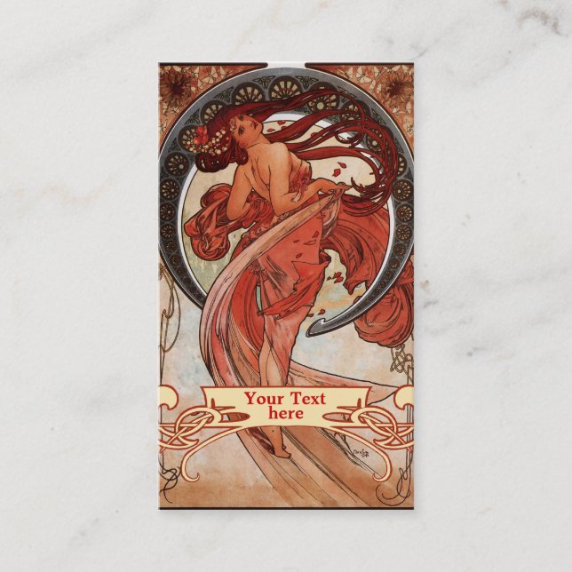 Tarjeta De Visita Cartas de negocios de estilo Art Nouveau de Mucha (Anverso)
