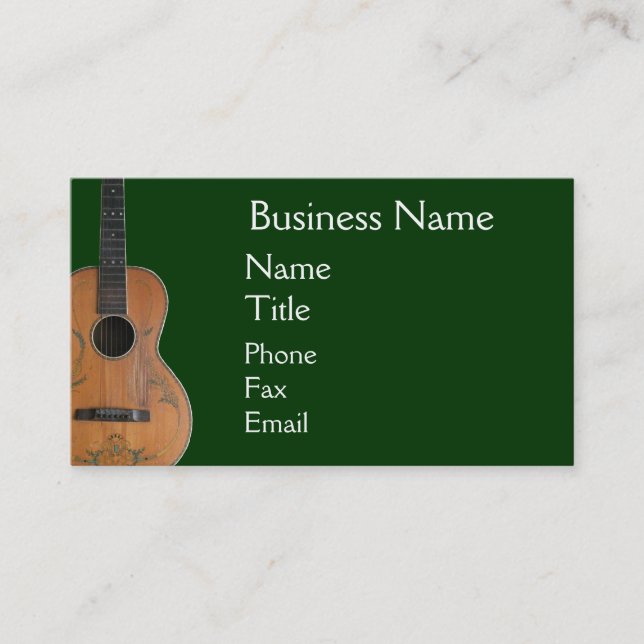 Tarjeta De Visita Cartas de negocios de guitarra acústica antigua (Anverso)