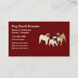 Tarjeta De Visita Cartas de negocios de la raza de perro de pug