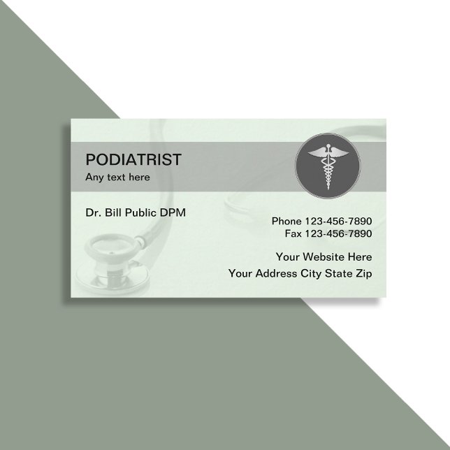 Tarjeta De Visita Cartas de negocios de medicina moderna para podiat (Subido por el creador)