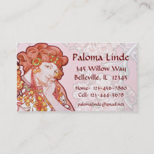 Tarjeta De Visita Cartas de negocios de mucha Art Nouveau para mujer