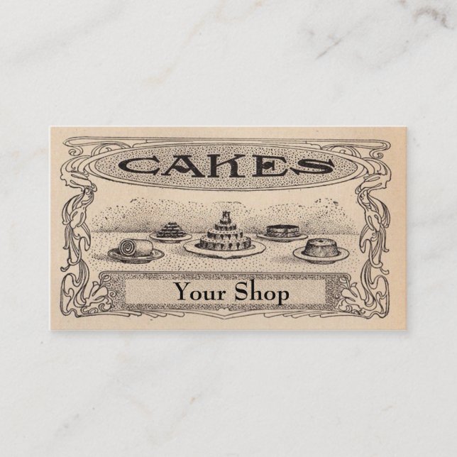 Tarjeta De Visita Cartas de negocios de panaderías antiguas (Anverso)